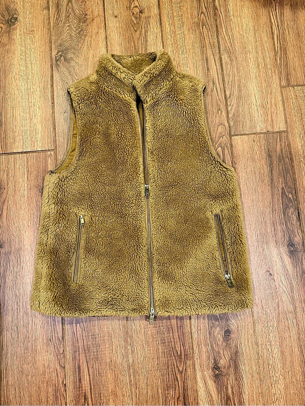 J.Crew Faux-Fur Teddy Sherpa Zip Vest Brown Small Like New